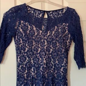 Blue lace mini dress